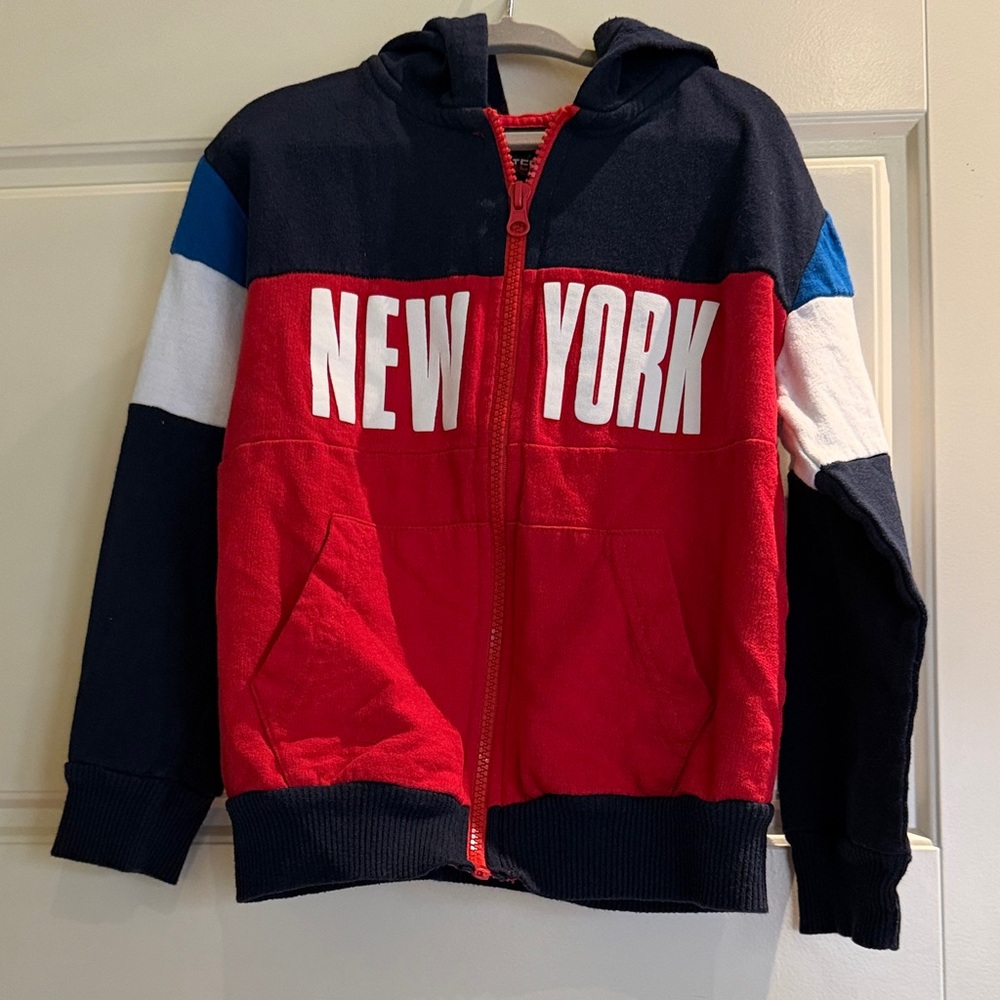 Kids New York Hoodie - Red, Blue, and White